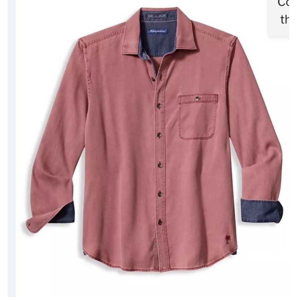 Tommy Bahama Ocean Wash Twill Sport Button Down Long Sleeve Cotton Shirt - XL